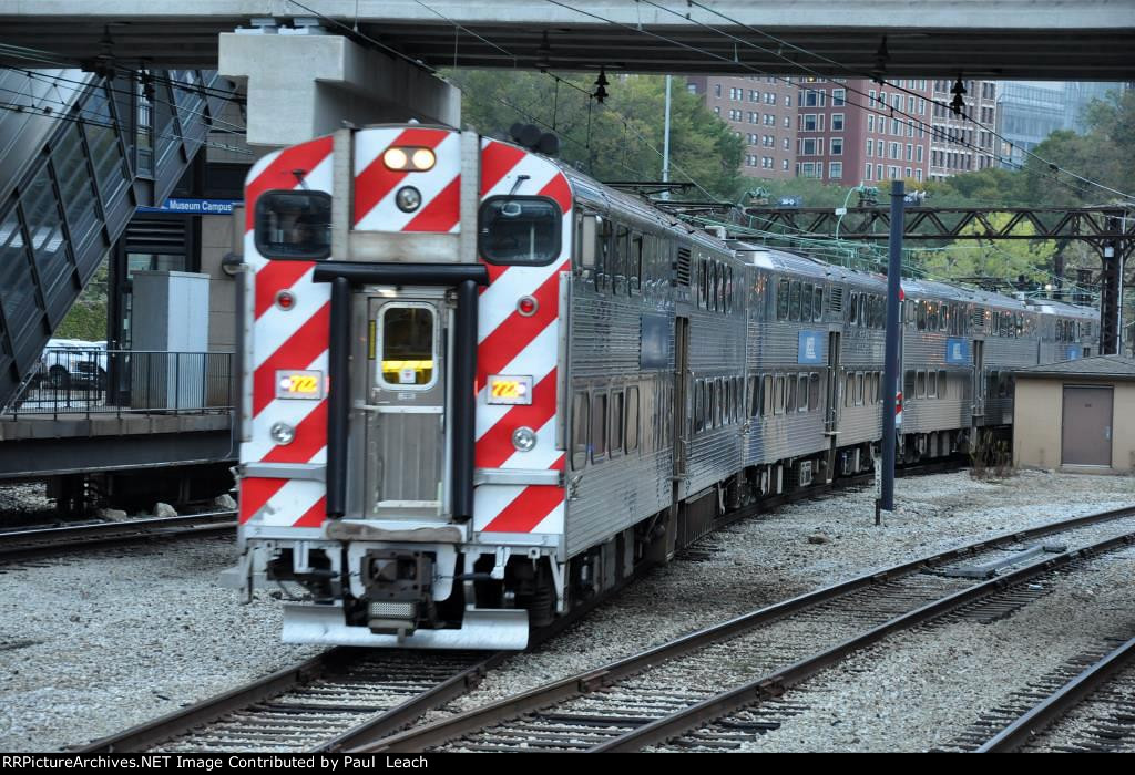 Outbound commuter approaches the station